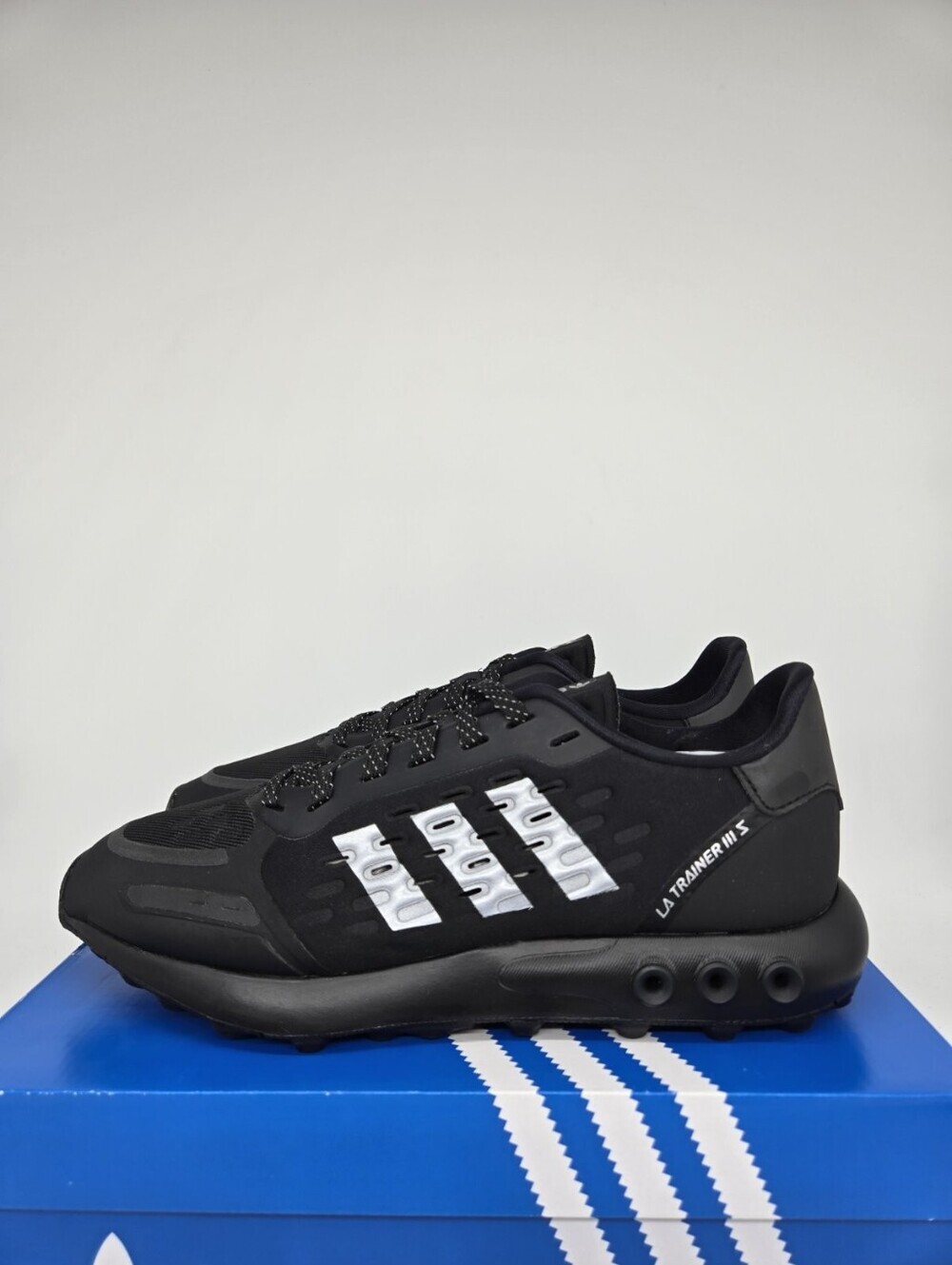 Adidas Men's La Trainer 3 GY7493 Core Black Silver Metallic Shoes Size 9.5
